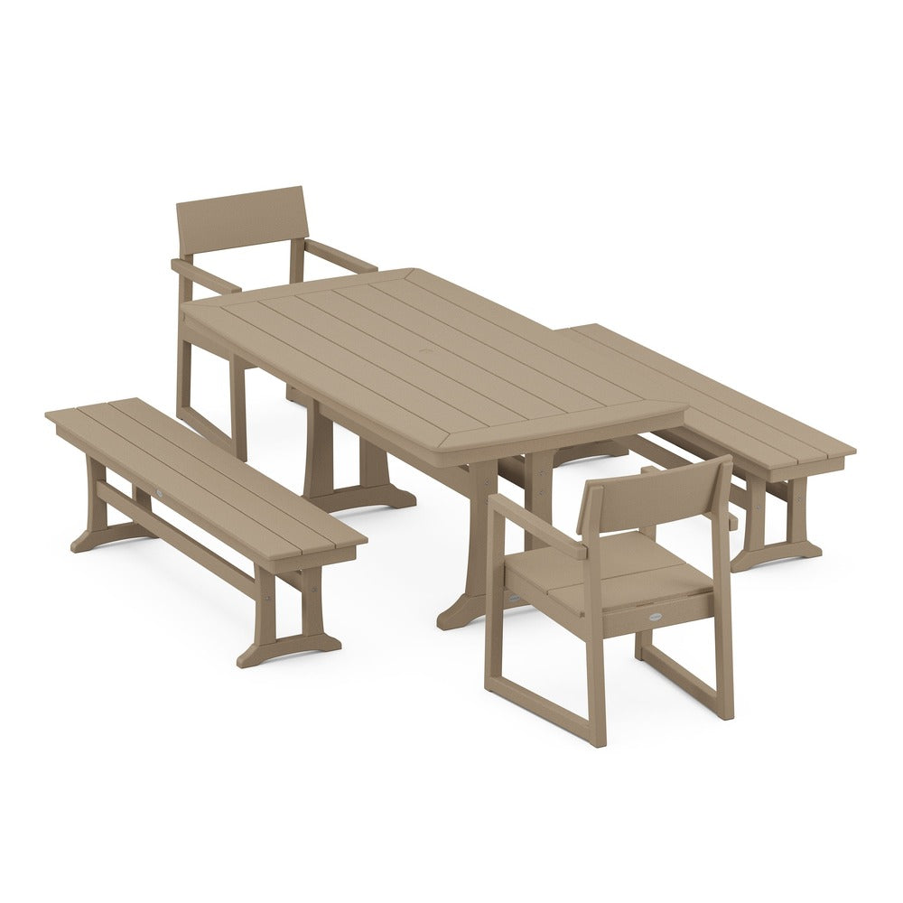 POLYWOOD® - EDGE 5-Piece Dining Set with Trestle Legs - PWS1038 Outdoor Furniture POLYWOOD®