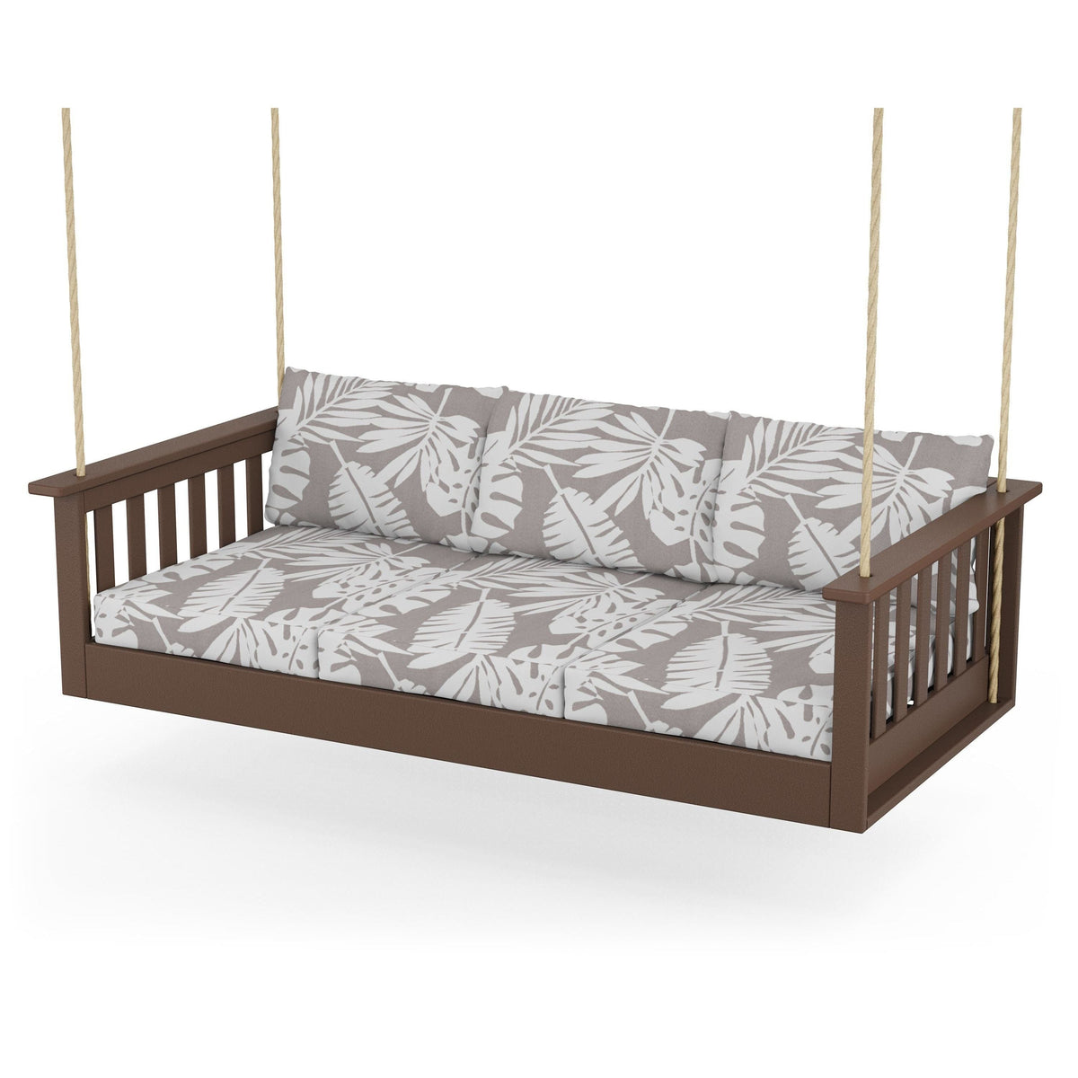 Vineyard Daybed Swing - Mahogany / Leaf Grey Mist