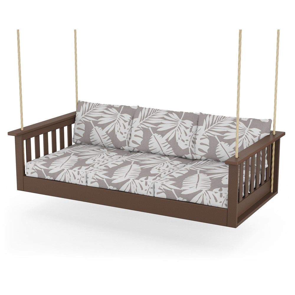 Vineyard Daybed Swing - Mahogany / Leaf Grey Mist