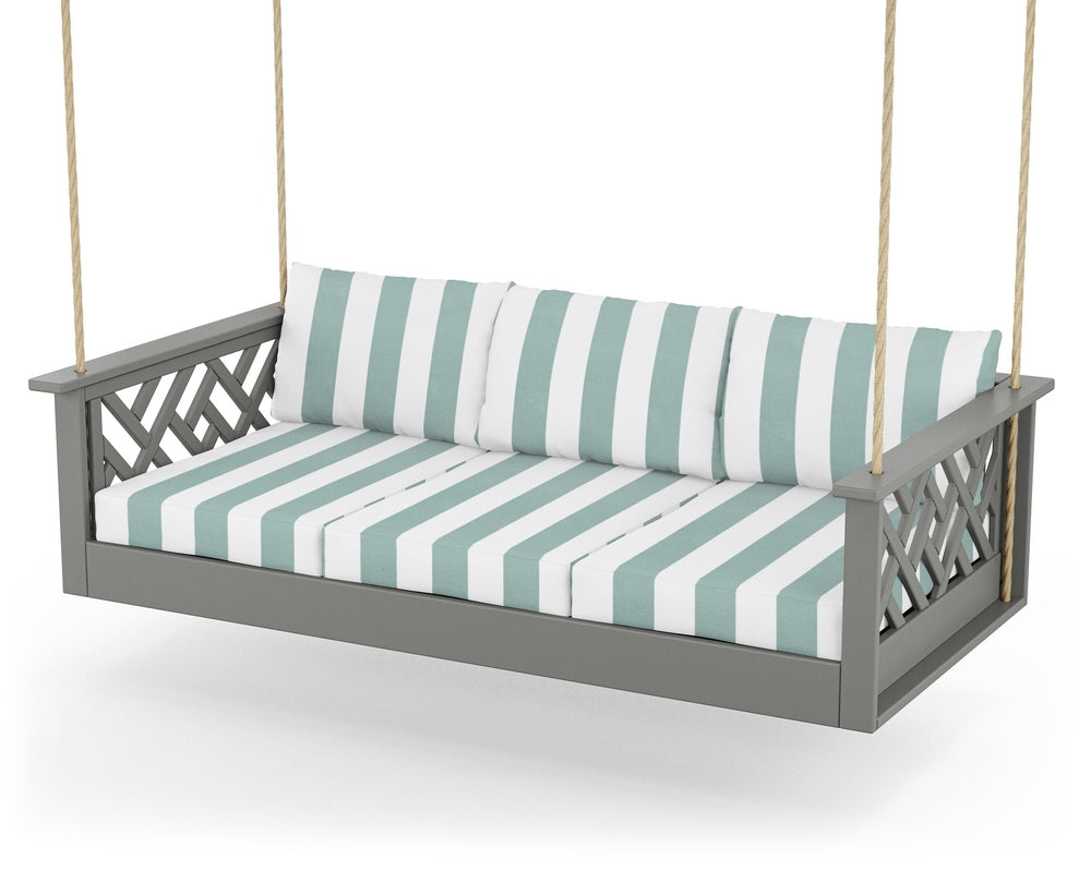 Chippendale Daybed Swing - Slate Grey / Cabana Stripe Glacier Spa