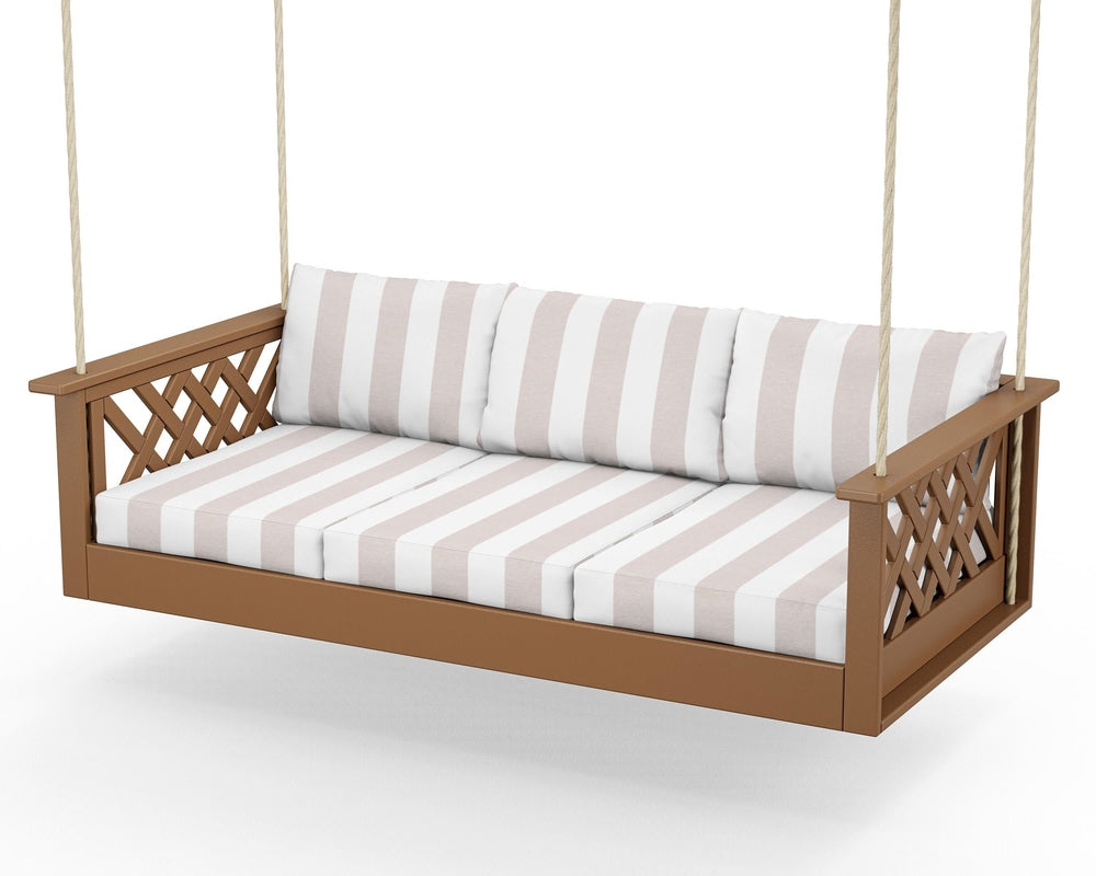 Wovendale Daybed Swing - Teak / Cabana Stripe Dune Burlap