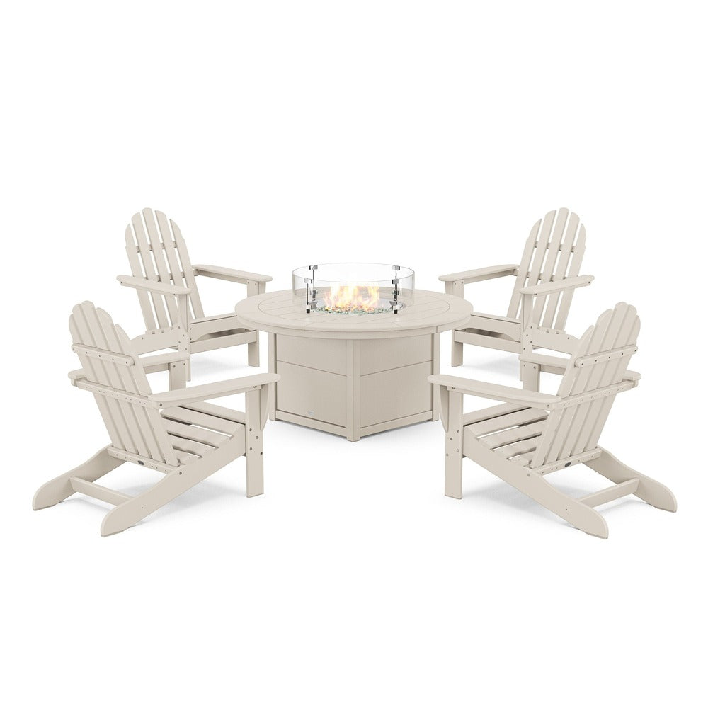 POLYWOOD® Classic Adirondack 5-Piece Conversation Set with Fire Pit Table- PWS706-1 Fire Table POLYWOOD®