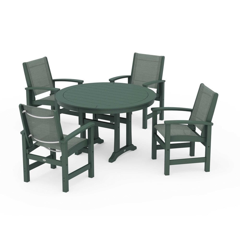 POLYWOOD® - Coastal 5-Piece Round Dining Set with Trestle Legs - PWS1119