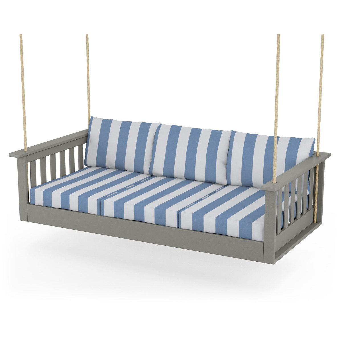 Vineyard Daybed Swing - Slate Grey / Cabana Stripe Sky Blue
