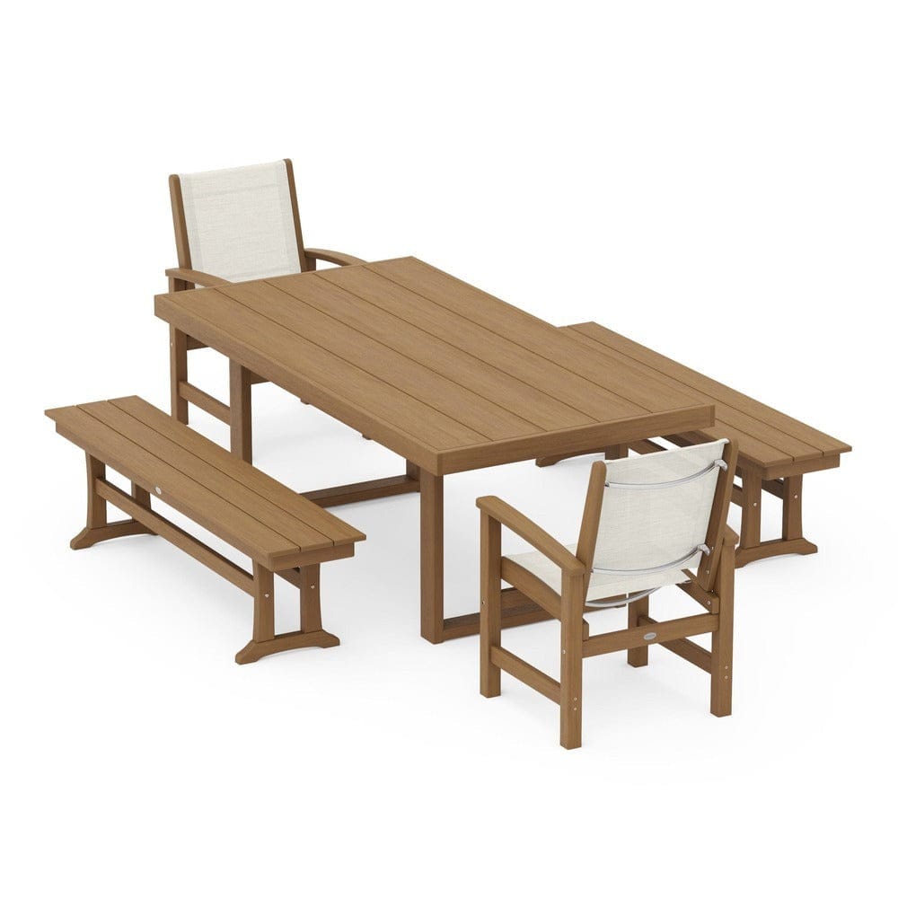 POLYWOOD® - Coastal 5-Piece Dining Set with Trestle Legs - PWS870
