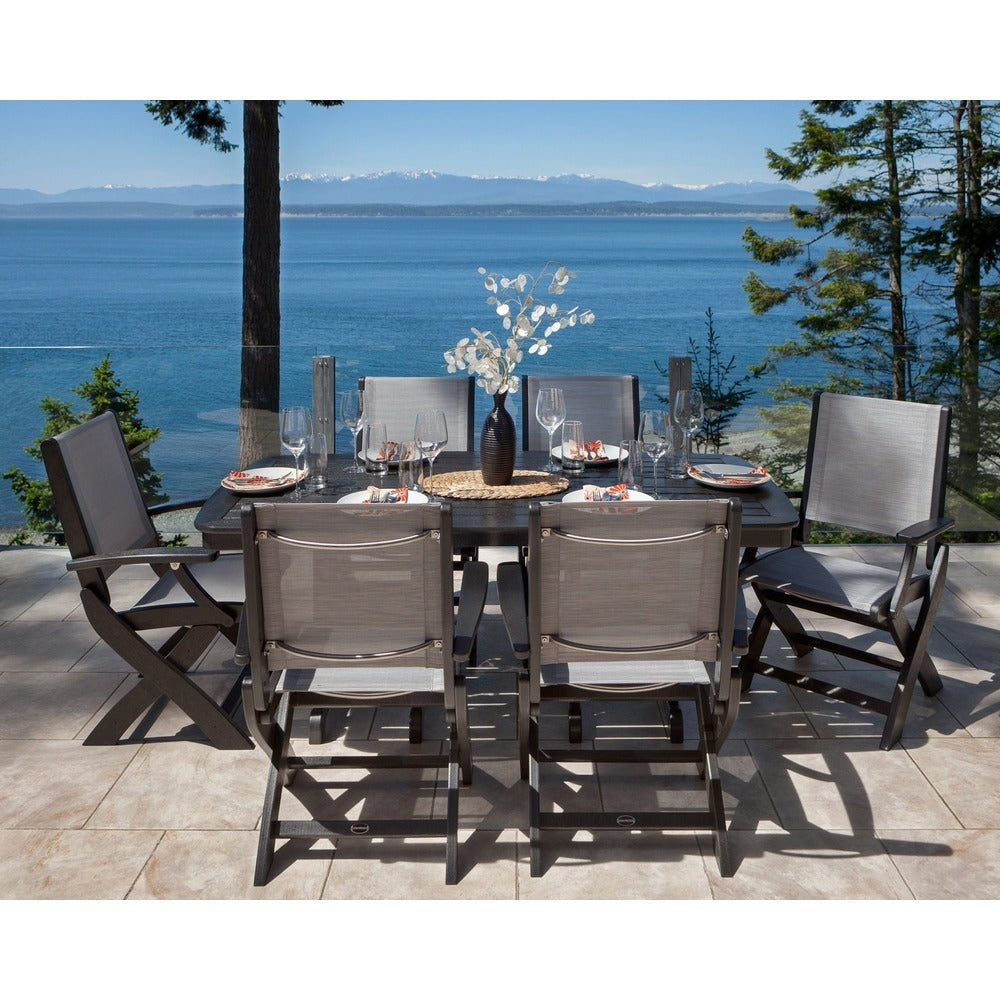 POLYWOOD® - Coastal Folding Arm Chair 7-Piece Dining Set - PWS154-1 Outdoor Furniture POLYWOOD®