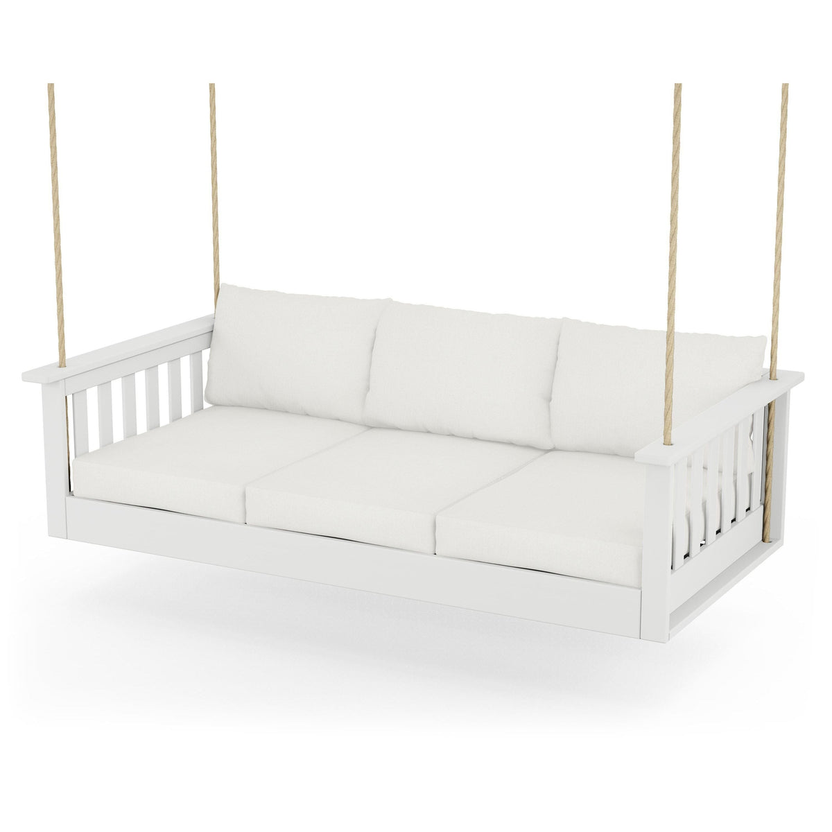 Vineyard Daybed Swing - White / Natural Linen