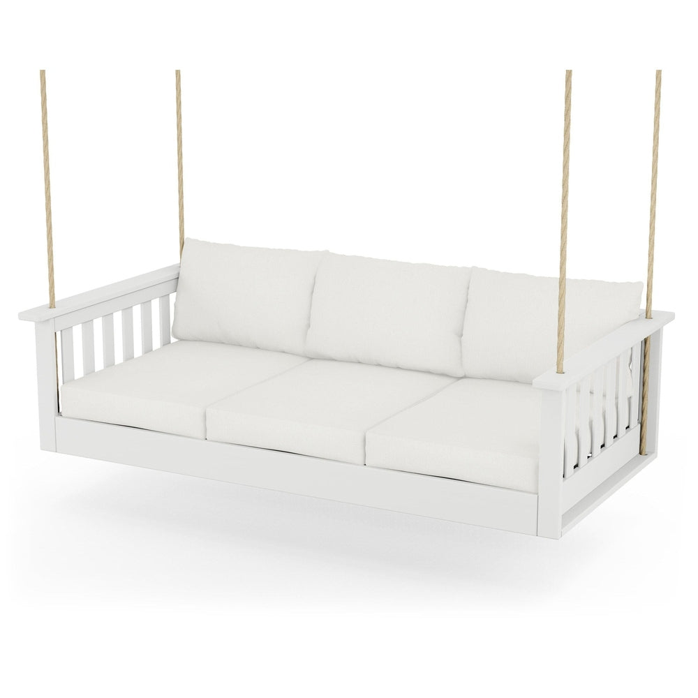 Vineyard Daybed Swing - White / Natural Linen