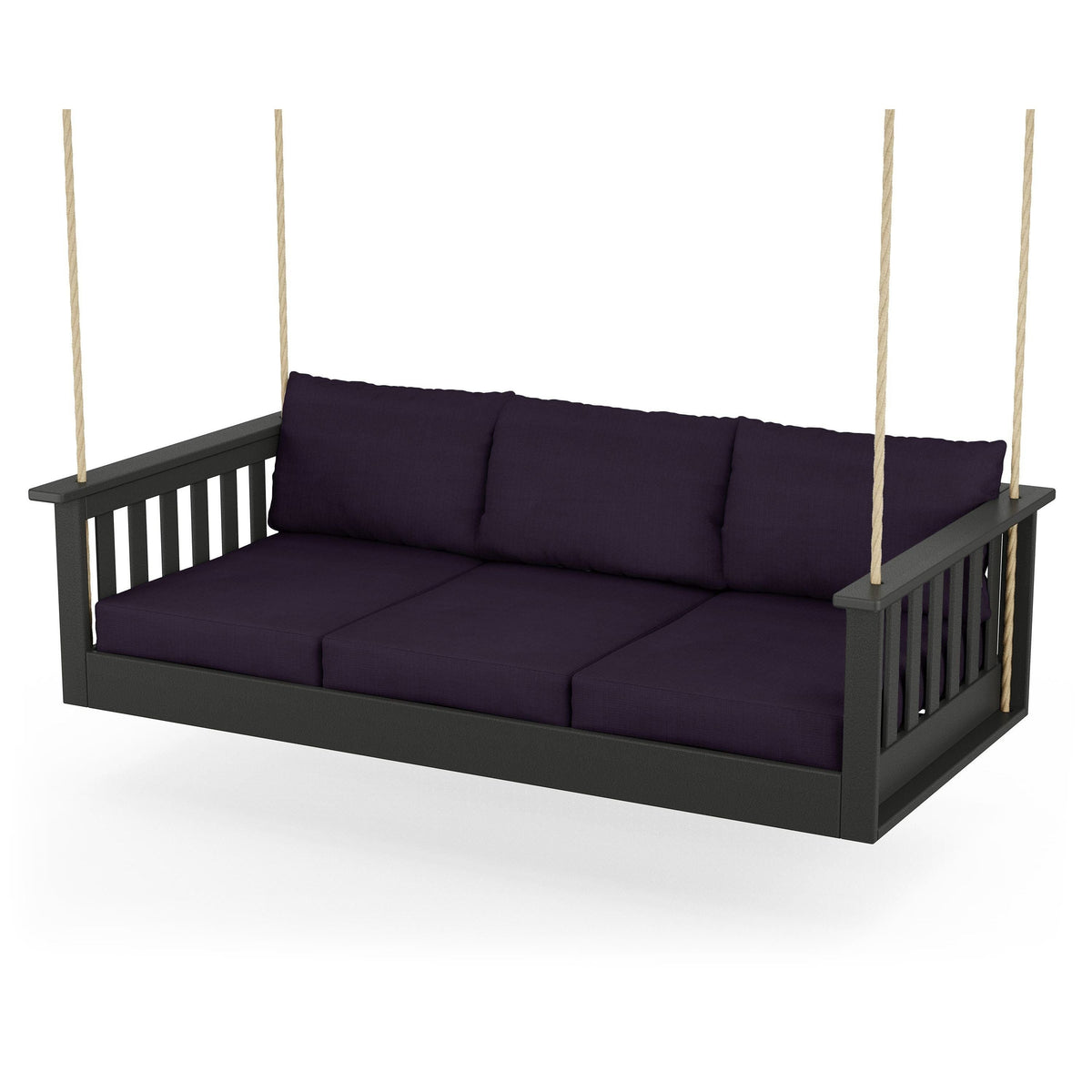 Vineyard Daybed Swing - Black / Navy Linen