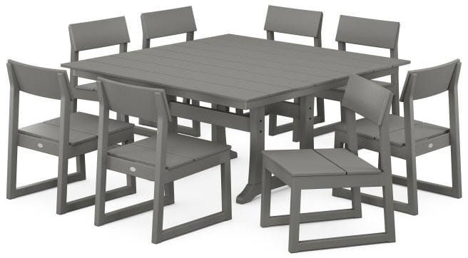 POLYWOOD® EDGE 9-Piece Farmhouse Trestle Dining Set - PWS736-1 Dining Set POLYWOOD®