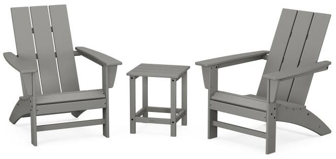 POLYWOOD® Modern 3-Piece Adirondack Set with Long Island 18" Side Table - PWS699-1 Adirondack Chair POLYWOOD®