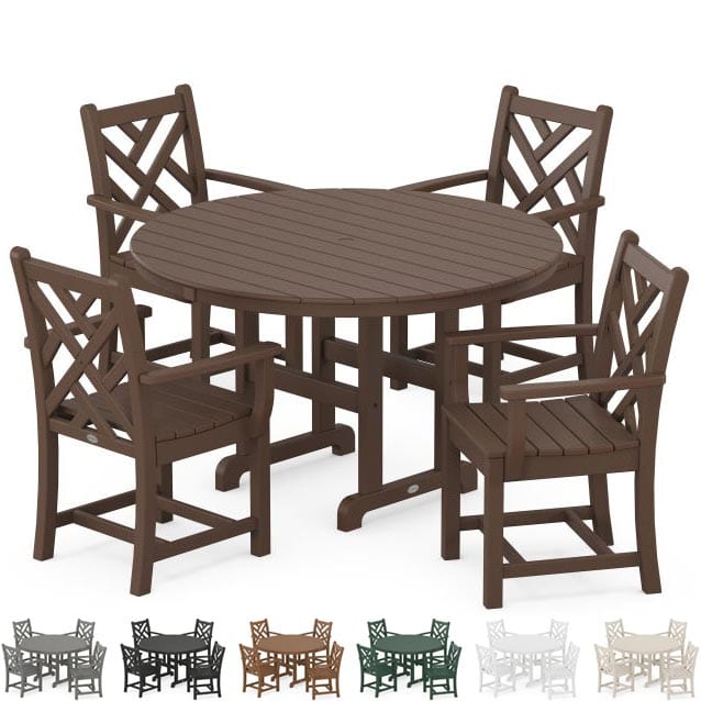POLYWOOD® Dining Set - Chippendale 5-Piece Round Farmhouse - PWS122-1 Dining Set POLYWOOD®
