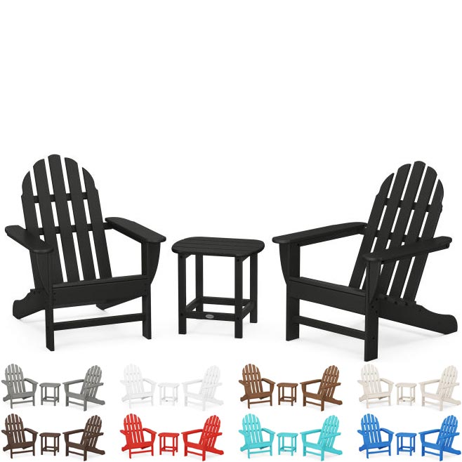 POLYWOOD® Classic Adirondack 3-Piece Set with South Beach 18&quot; Side Table - PWS697-1