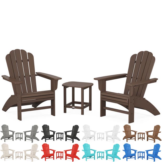 POLYWOOD® Country Living Curveback Adirondack Chair 3-Piece Set - PWS826-1