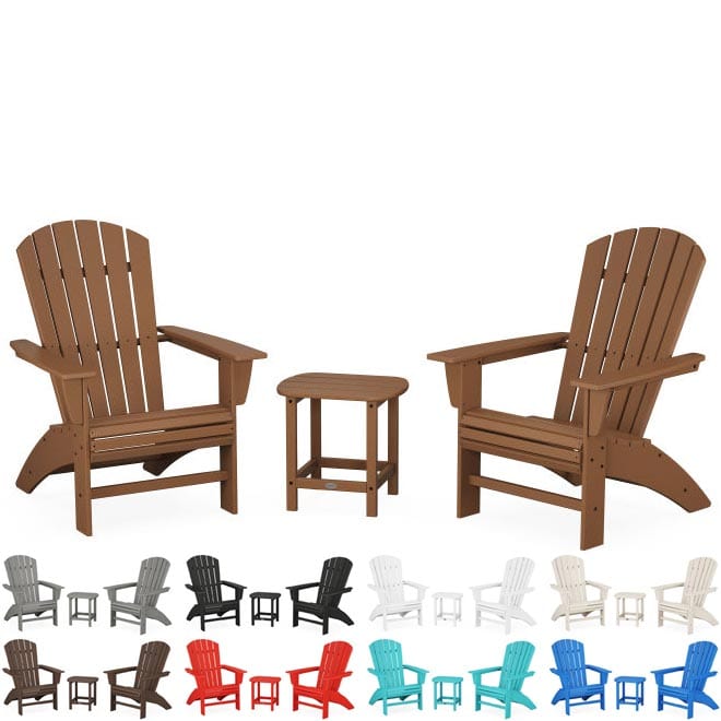 POLYWOOD® Nautical 3-Piece Curveback Adirondack Set - PWS419-1