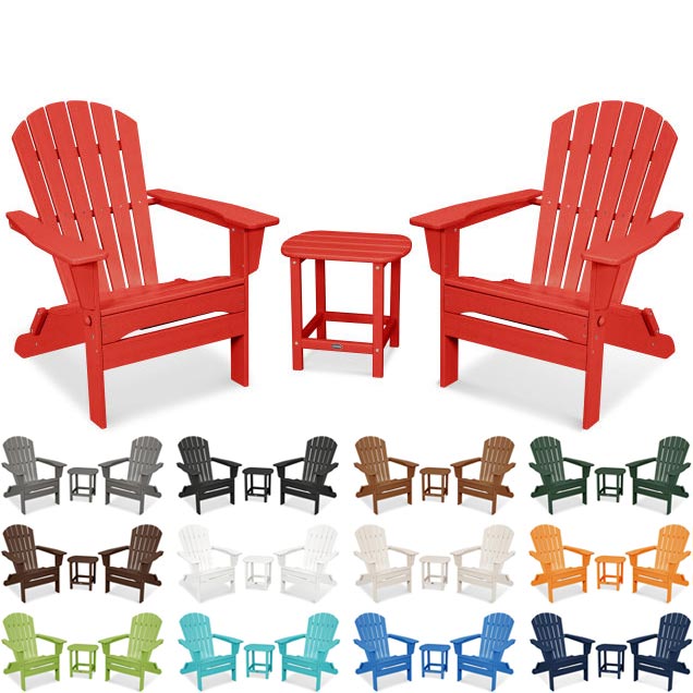 POLYWOOD® South Beach 3-Piece Folding Adirondack Set - PWS446-1