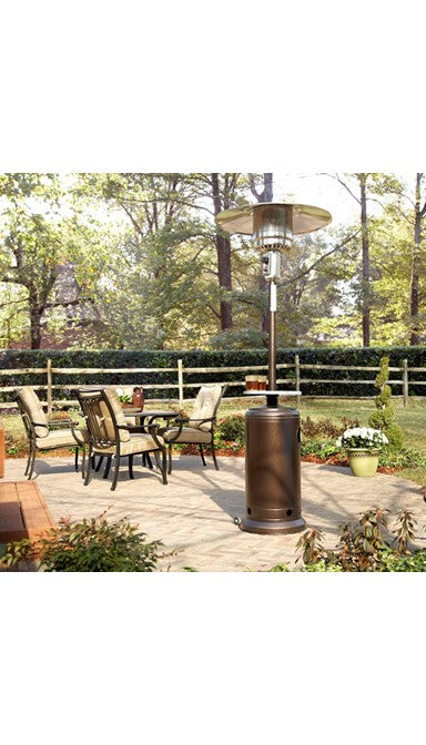 AZ Patio Heaters - 87&quot; Tall Outdoor Patio Heater with Table - Hammered Bronze - HLDS01-CGT