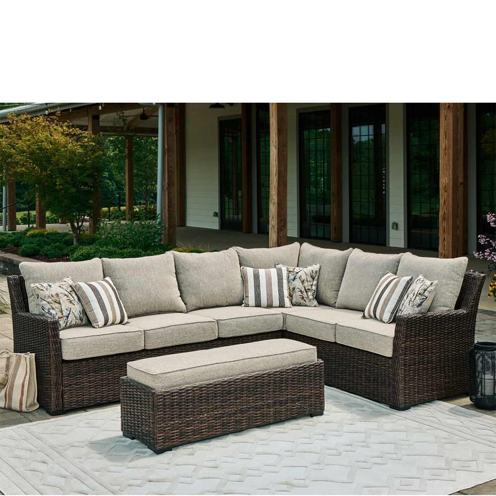 Ashley Furniture - Brook Ranch 3-Piece Outdoor Sectional Set