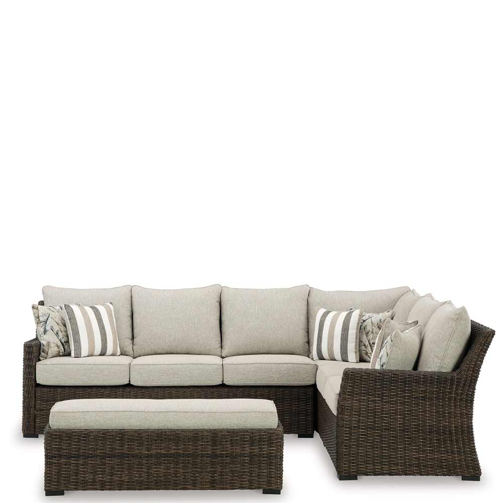 Ashley Furniture - Brook Ranch 3-Piece Outdoor Sectional Set
