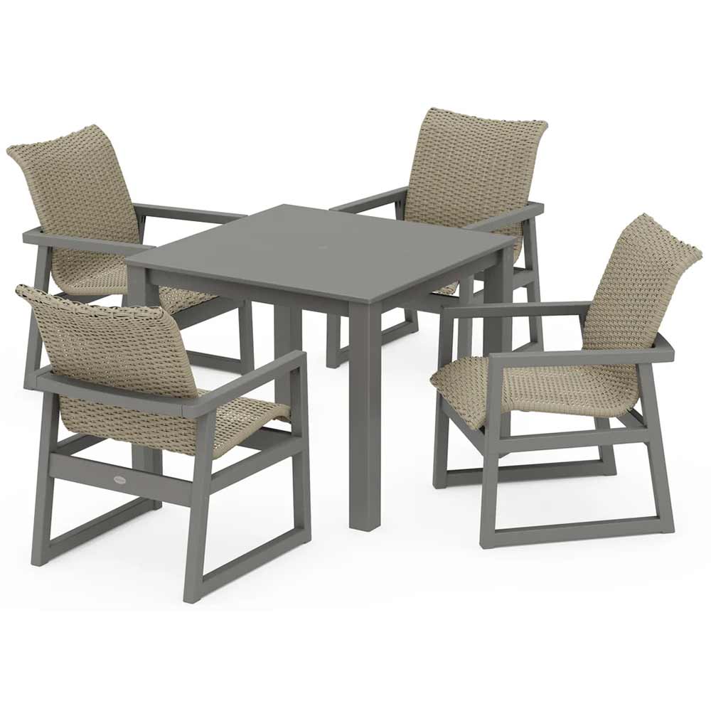 POLYWOOD® EDGE Woven 5-Piece Parsons Dining Set - PWS2892-1