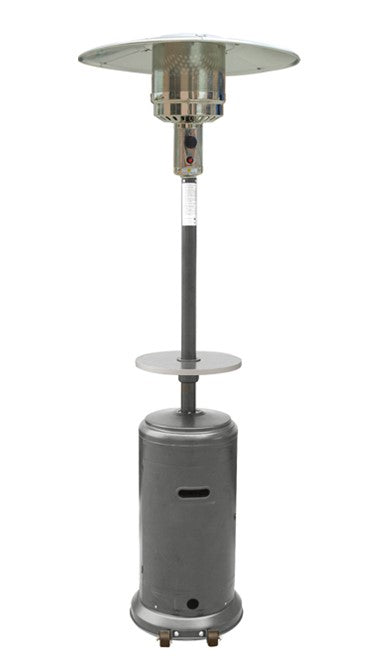 AZ Patio Heaters - 87&quot; Tall Outdoor Patio Heater with Table- Hammered Silver - HLDS01-CBT