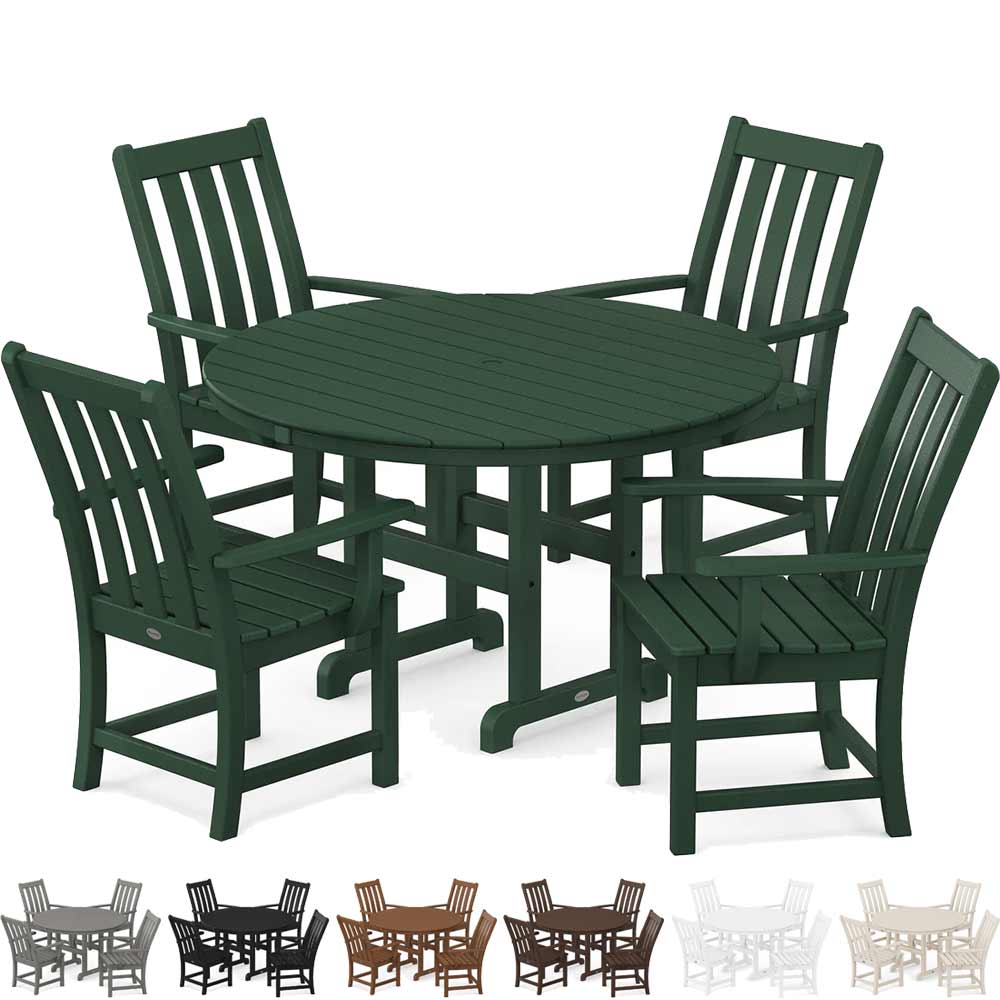 POLYWOOD® Vineyard 5-Piece Round Farmhouse Dining Set - PWS651-1 Dining Set POLYWOOD®