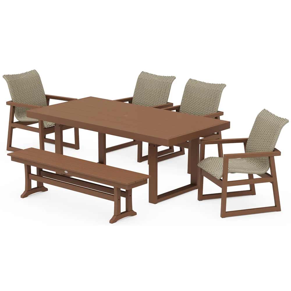 POLYWOOD® EDGE Woven 6-Piece Dining Set with Bench - PWS2881-1