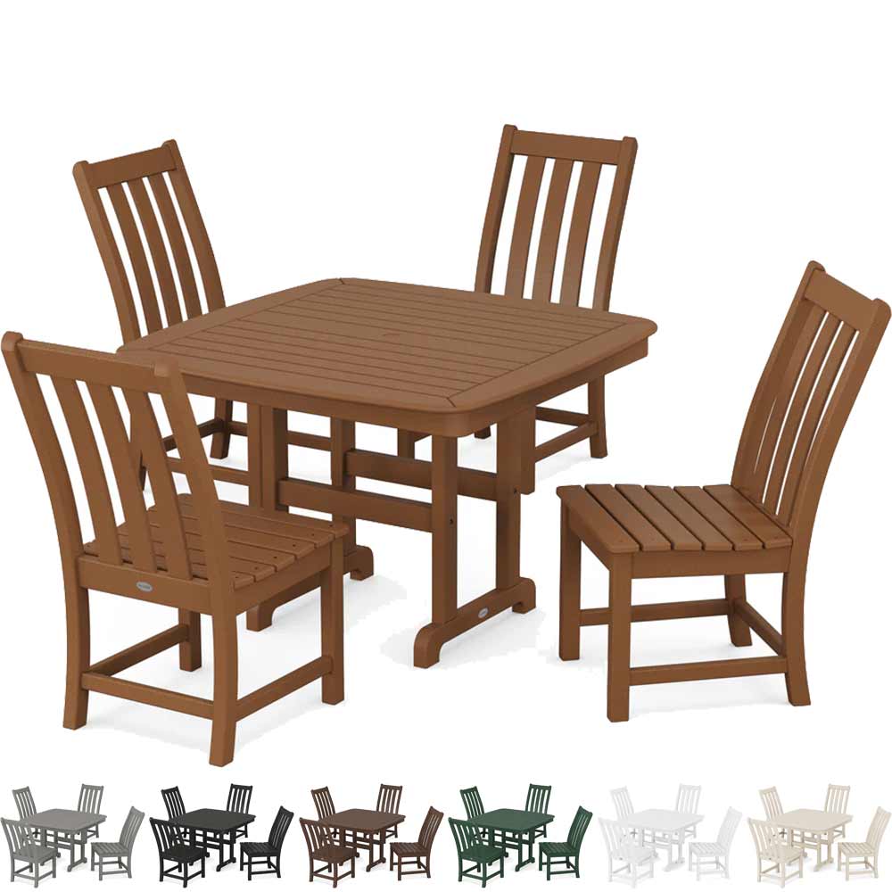 POLYWOOD® Vineyard Side Chair 5-Piece Dining Set with Trestle Legs - PWS936-1 Dining Set POLYWOOD®