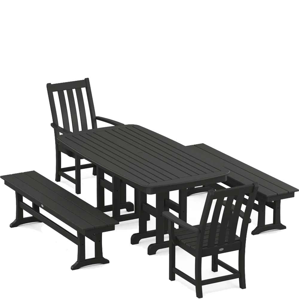 POLYWOOD® Vineyard 5-Piece Dining Set with Benches - PWS1283-1