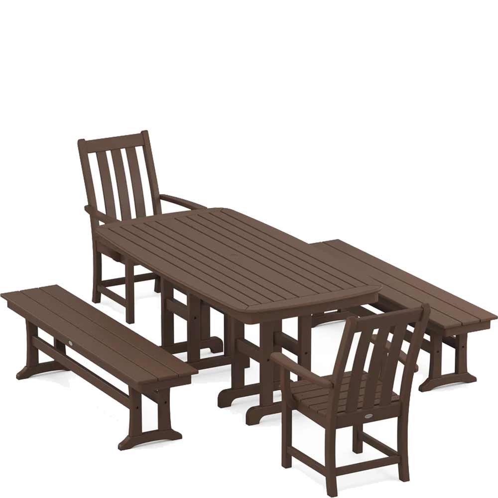POLYWOOD® Vineyard 5-Piece Dining Set with Benches - PWS1283-1
