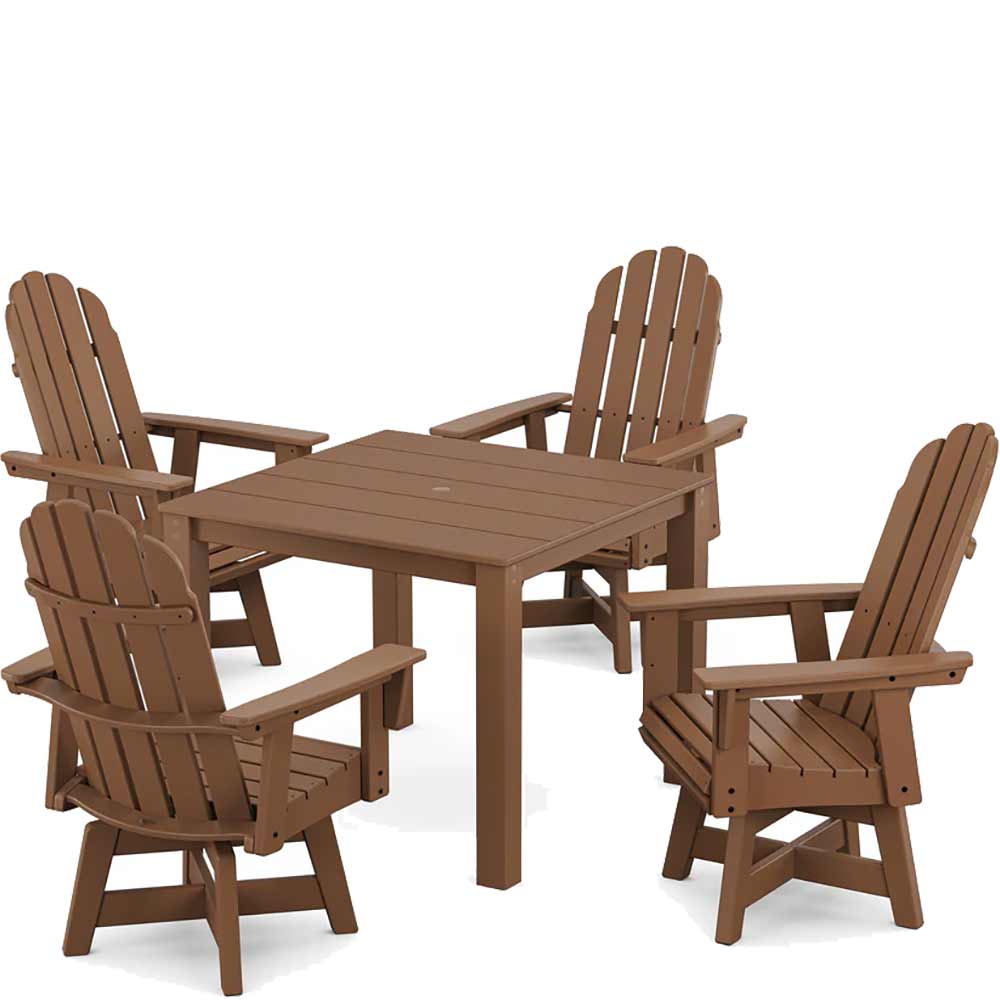 POLYWOOD® Vineyard Curveback Adirondack 5-Piece Parsons Swivel Dining Set - PWS2360-1