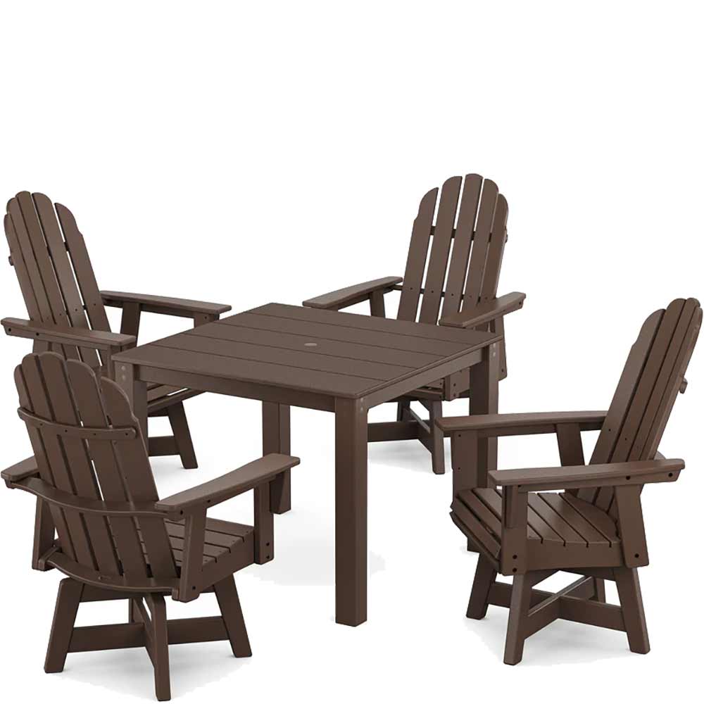 POLYWOOD® Vineyard Curveback Adirondack 5-Piece Parsons Swivel Dining Set - PWS2360-1