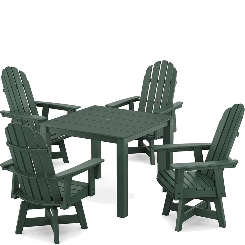 POLYWOOD® Vineyard Curveback Adirondack 5-Piece Parsons Swivel Dining Set - PWS2360-1