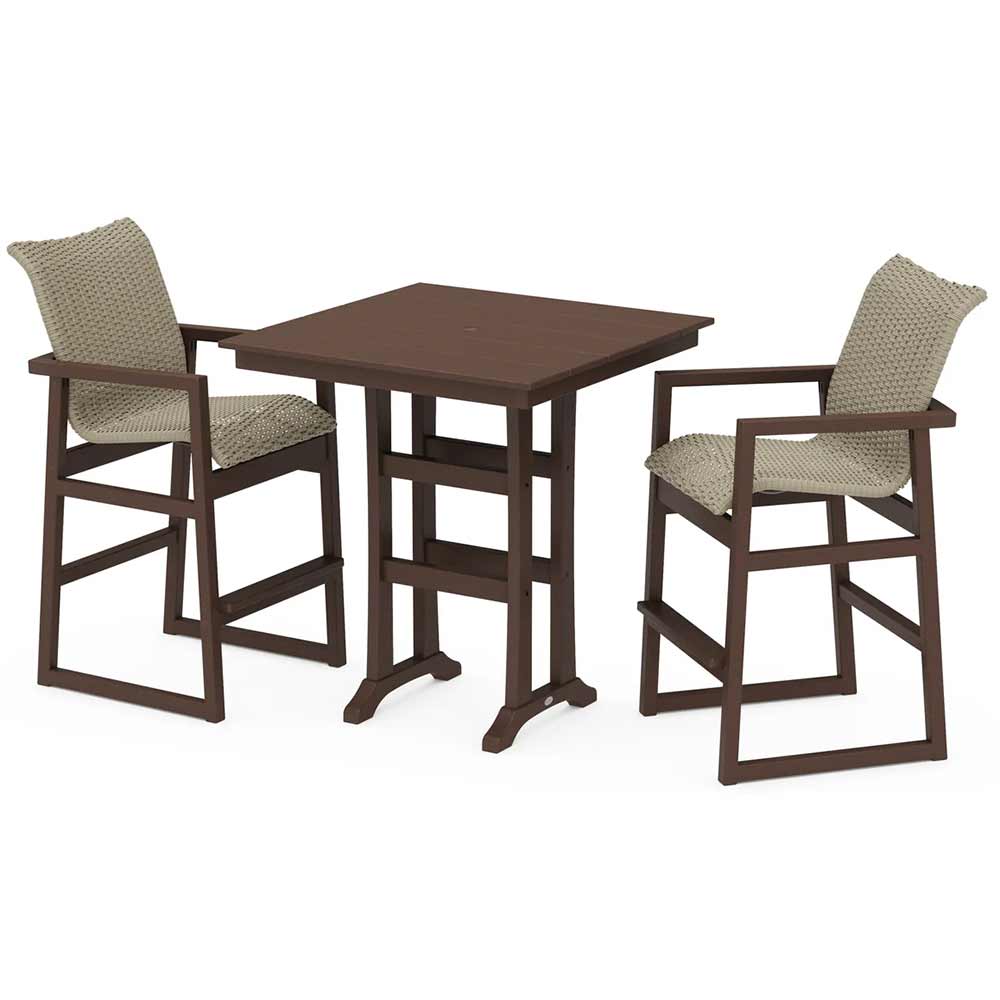 POLYWOOD® EDGE Woven 3-Piece Farmhouse Bar Set with Trestle Legs - PWS2901-1
