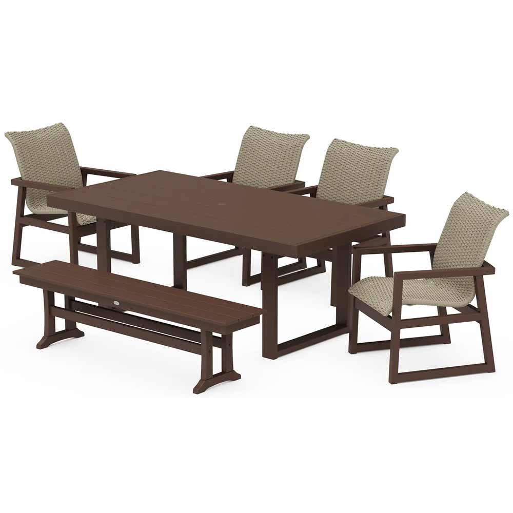 POLYWOOD® EDGE Woven 6-Piece Dining Set with Bench - PWS2881-1
