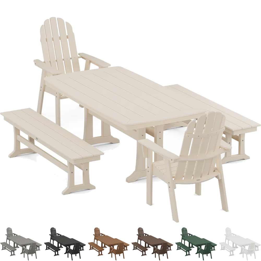 POLYWOOD® Vineyard Adirondack 5-Piece Dining Set with Trestle Legs - PWS1066-1