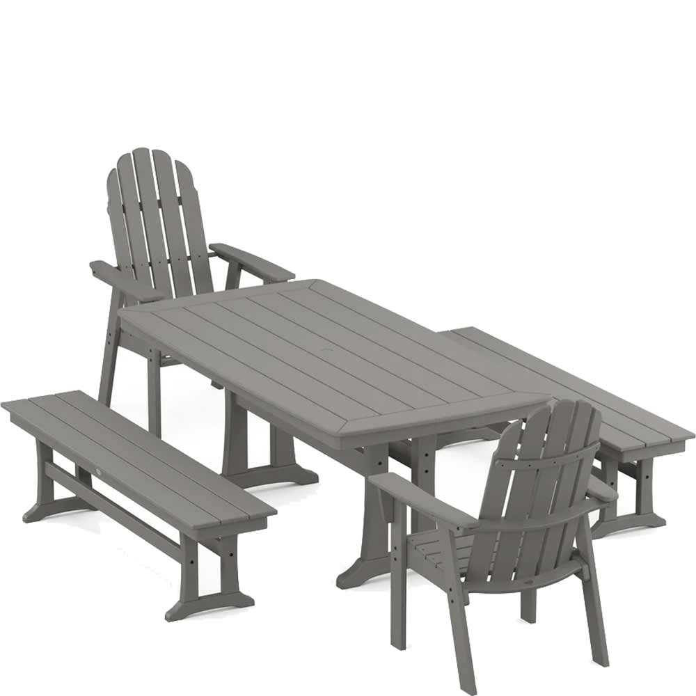 POLYWOOD® Vineyard Adirondack 5-Piece Dining Set with Trestle Legs - PWS1066-1