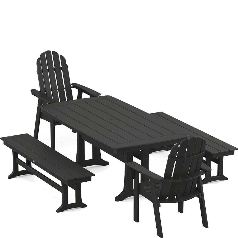 POLYWOOD® Vineyard Adirondack 5-Piece Dining Set with Trestle Legs - PWS1066-1