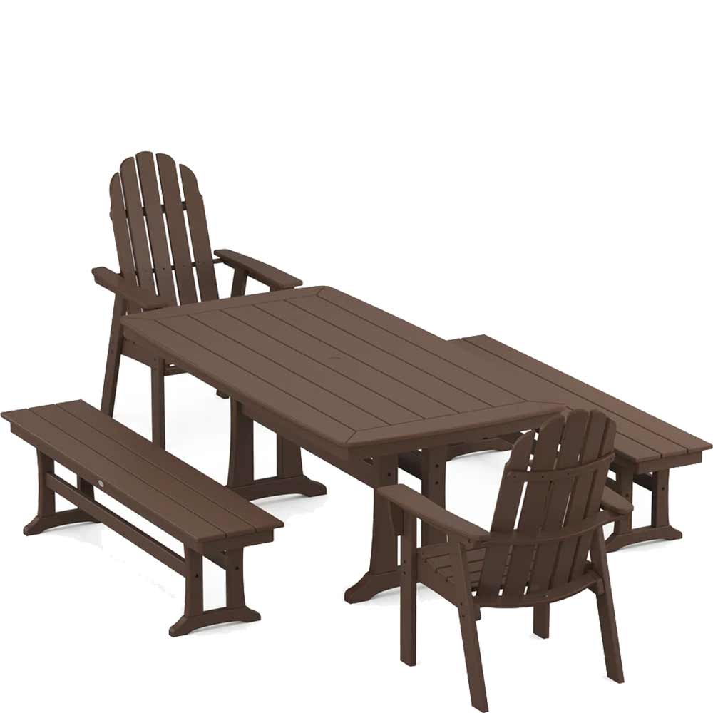 POLYWOOD® Vineyard Adirondack 5-Piece Dining Set with Trestle Legs - PWS1066-1