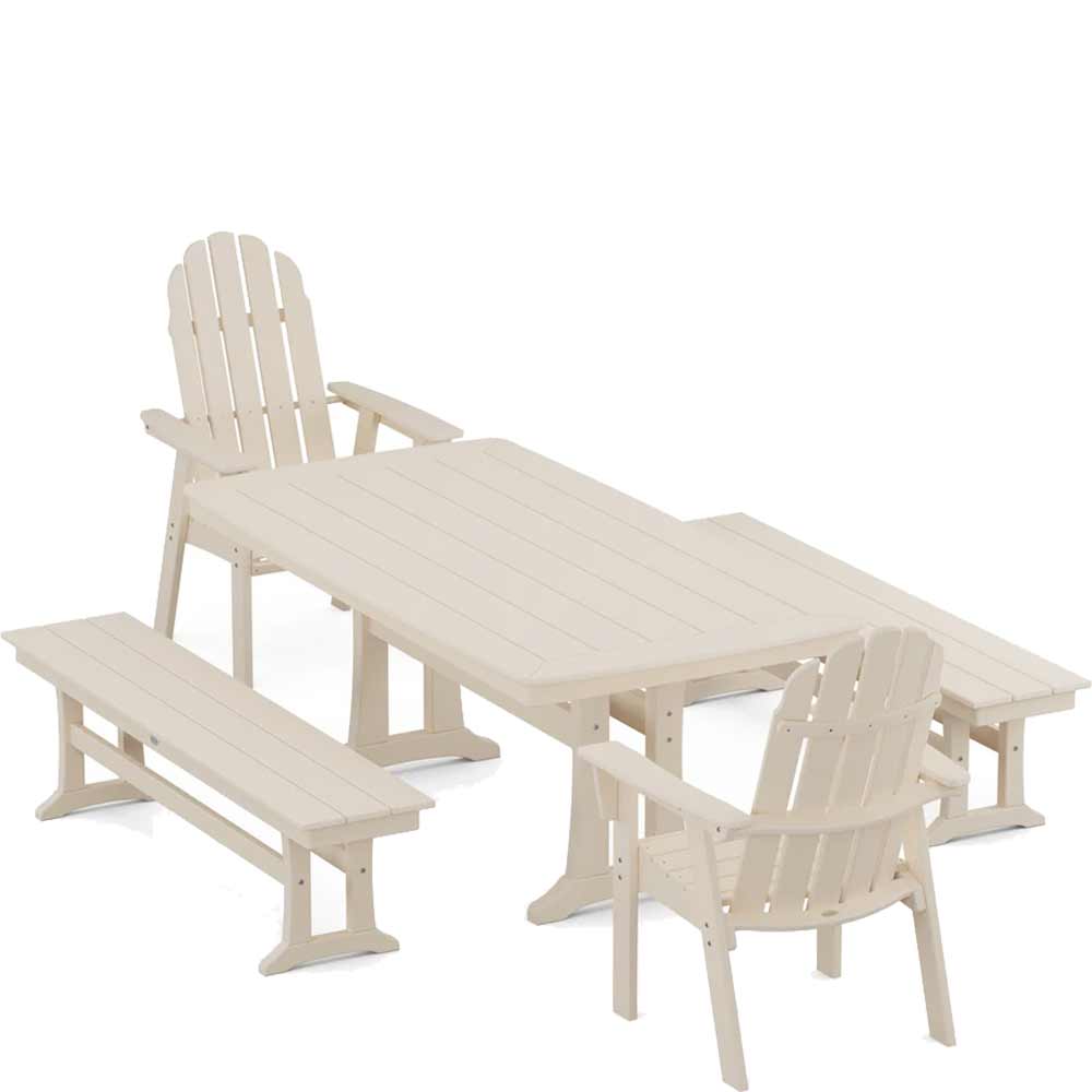 POLYWOOD® Vineyard Adirondack 5-Piece Dining Set with Trestle Legs - PWS1066-1