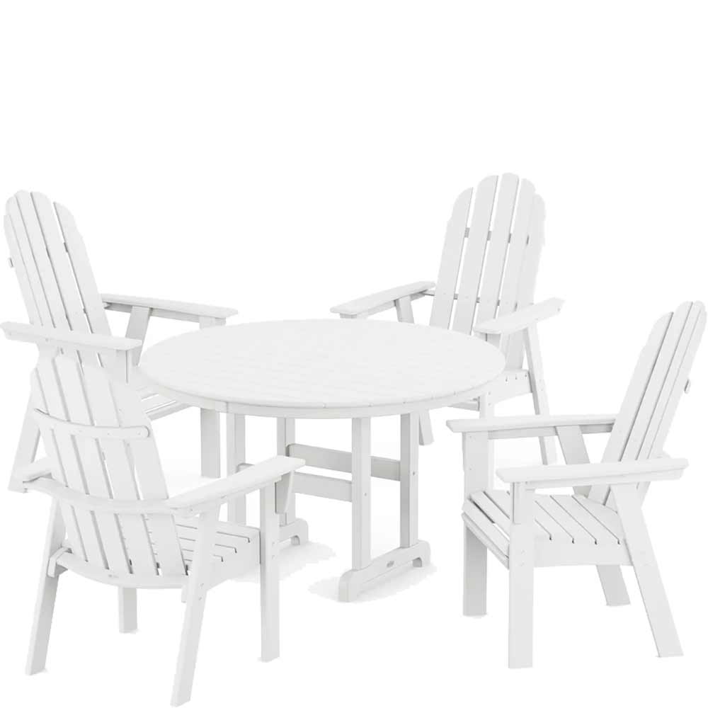 POLYWOOD® Vineyard Curveback Adirondack 5-Piece Round Farmhouse Dining Set - PWS1370-1