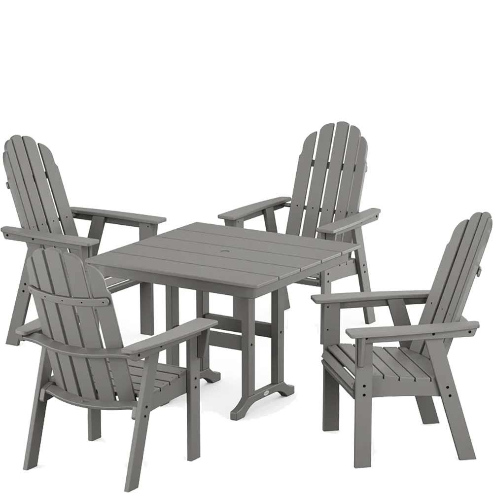 POLYWOOD® Vineyard Curveback Adirondack 5-Piece Farmhouse Dining Set - PWS1165-1