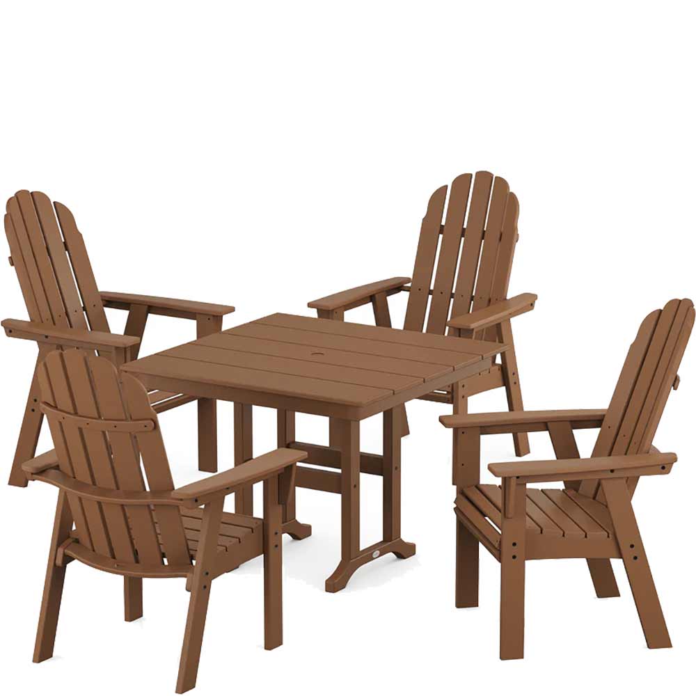 POLYWOOD® Vineyard Curveback Adirondack 5-Piece Farmhouse Dining Set - PWS1165-1