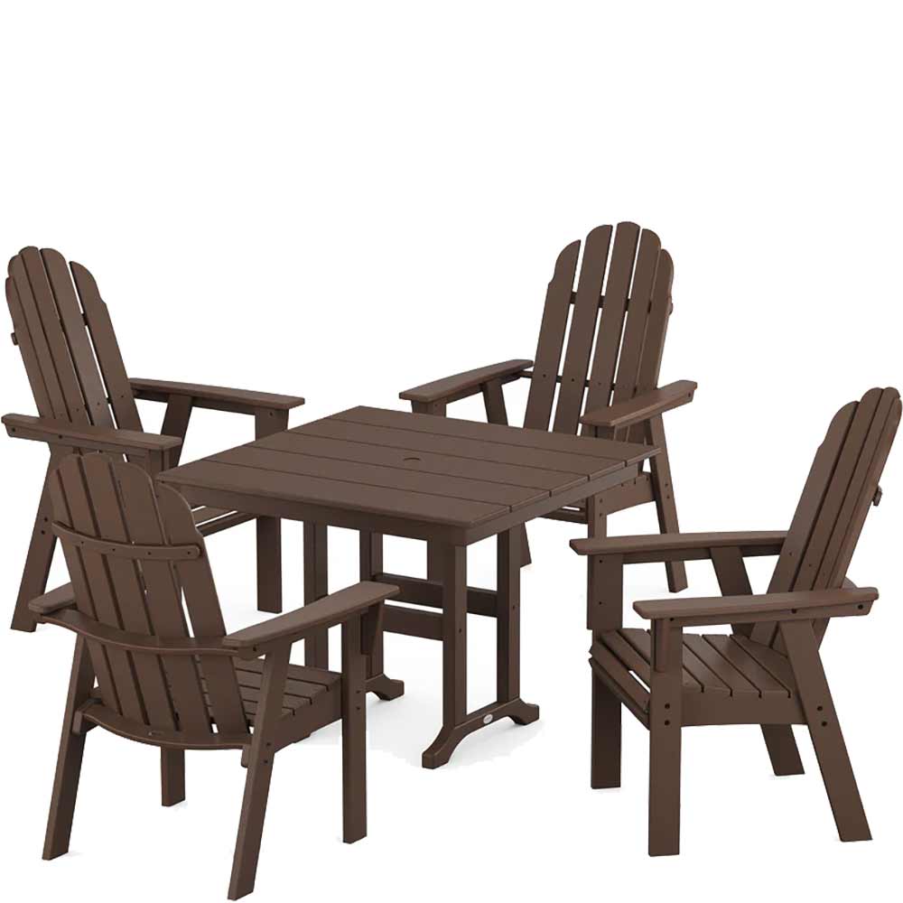 POLYWOOD® Vineyard Curveback Adirondack 5-Piece Farmhouse Dining Set - PWS1165-1