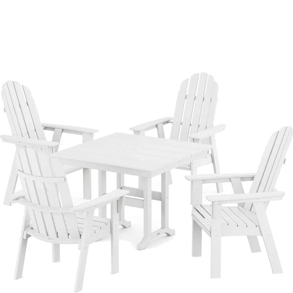 POLYWOOD® Vineyard Curveback Adirondack 5-Piece Farmhouse Dining Set - PWS1165-1