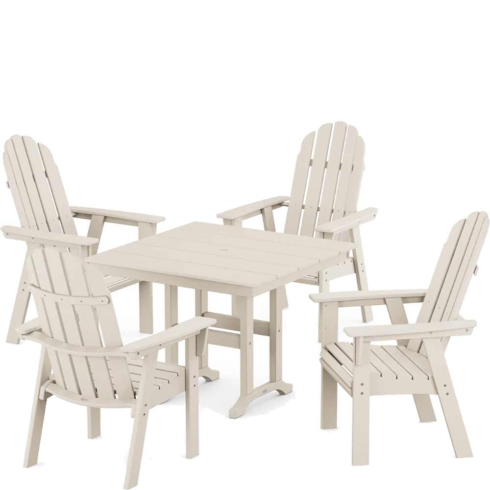 POLYWOOD® Vineyard Curveback Adirondack 5-Piece Farmhouse Dining Set - PWS1165-1