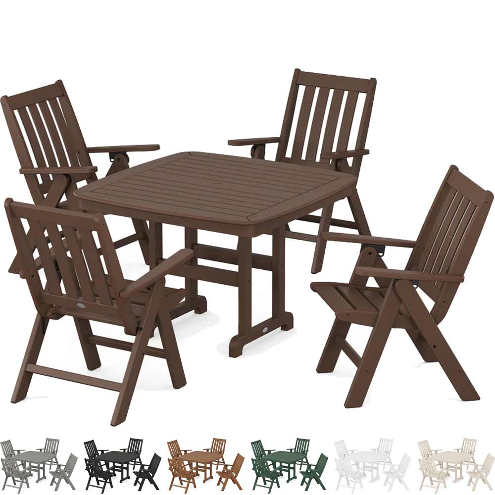 POLYWOOD® Vineyard Folding Chair 5-Piece Dining Set - PWS939-1 Dining Set POLYWOOD®