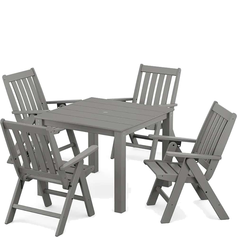 POLYWOOD® Vineyard Folding Chair 5-Piece Parsons Dining Set - PWS2369-1