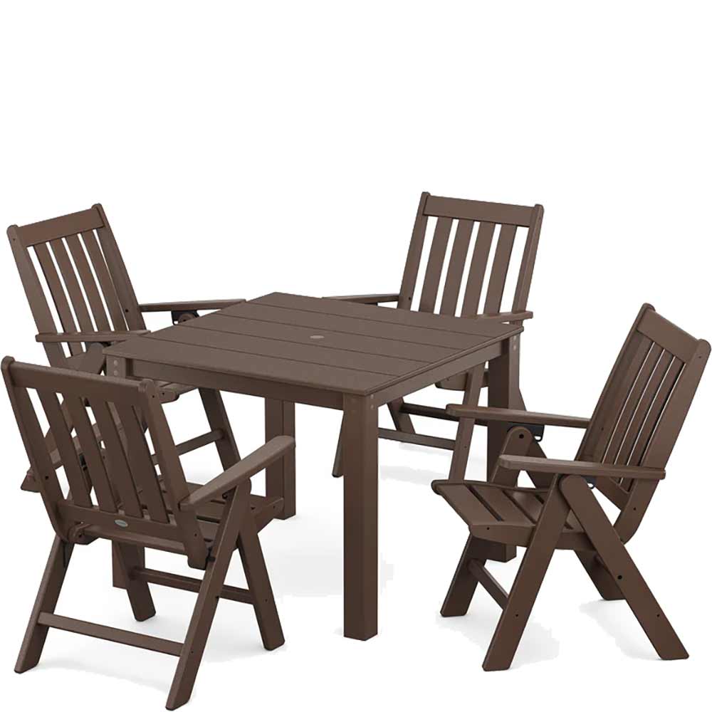 POLYWOOD® Vineyard Folding Chair 5-Piece Parsons Dining Set - PWS2369-1