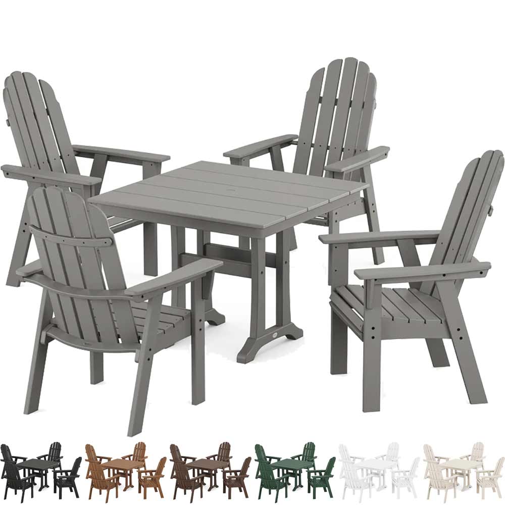 POLYWOOD® Vineyard Adirondack 5-Piece Farmhouse Dining Set With Trestle Legs - PWS958-1